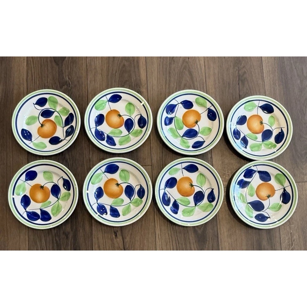 Vtg 8 Richard Ginori Italy Orange Fruit Plates 8.5" Hand Painted Italian As Is